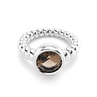 Bague indiscrète pour femme en argent et quartz fume