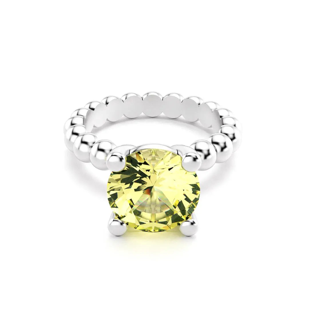 Bague indiscrète pour femme en argent et quartz lemon