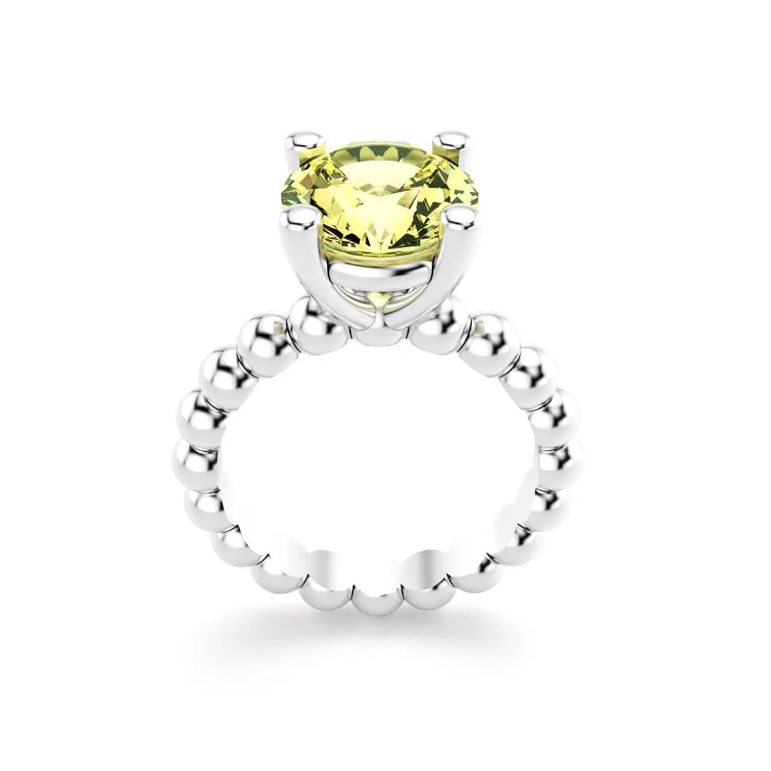 Bague indiscrète pour femme en argent et quartz lemon