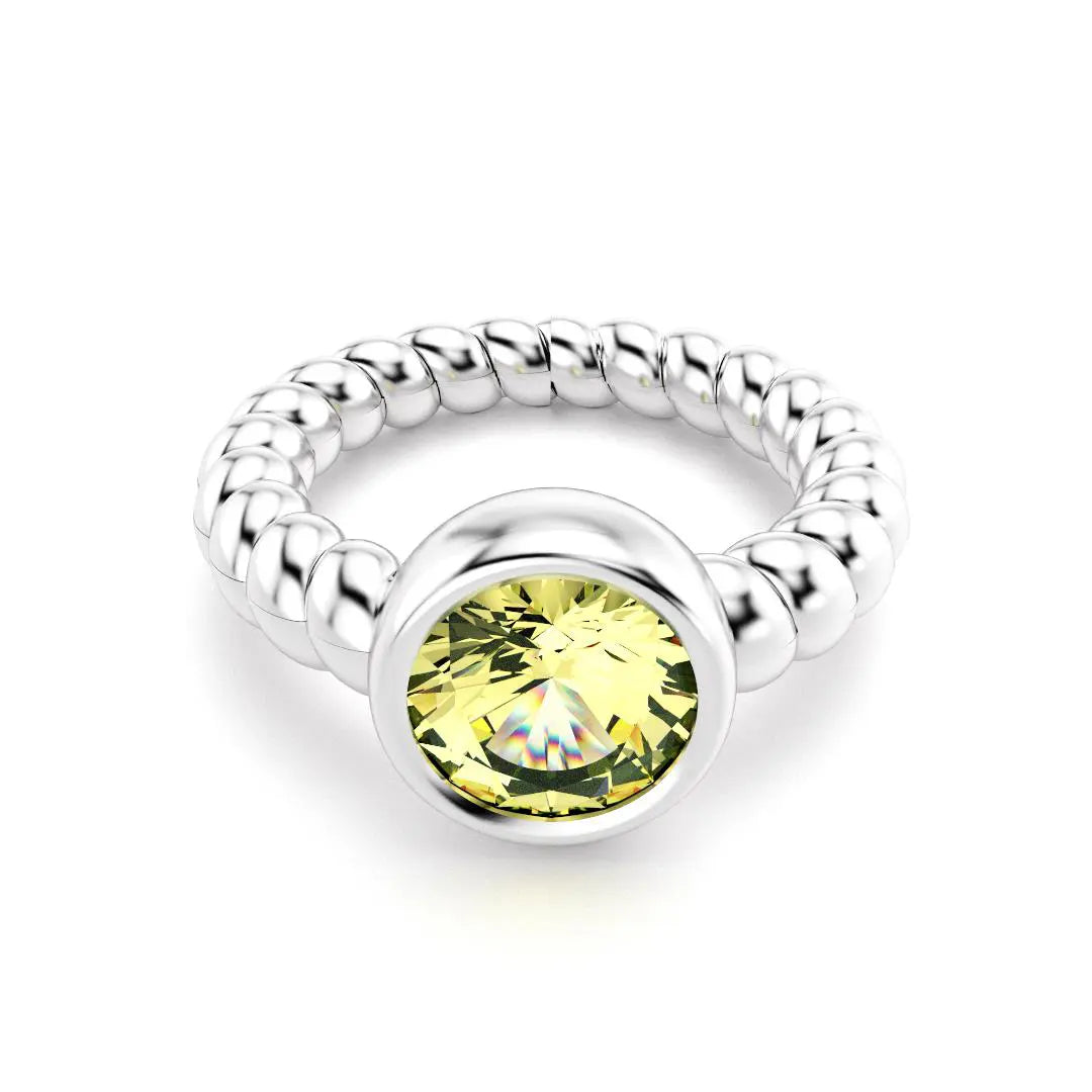 Bague indiscrète pour femme en argent et quartz lemon
