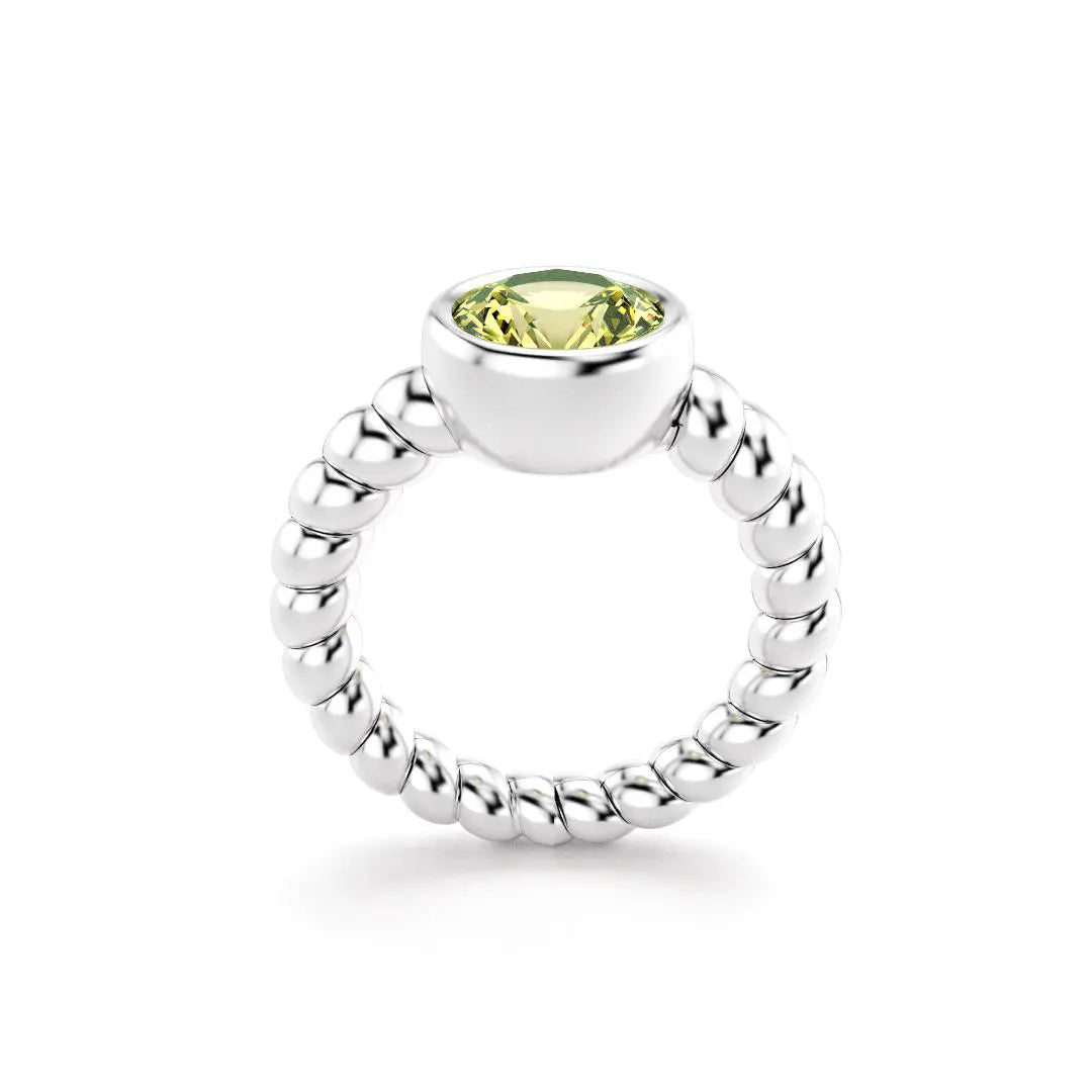 Bague indiscrète pour femme en argent et quartz lemon