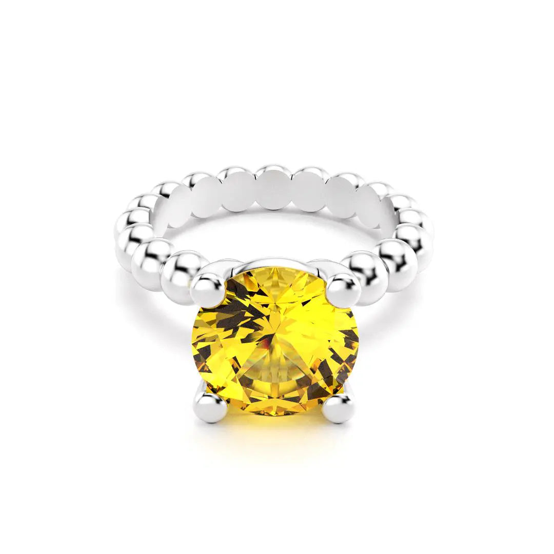 Bague indiscrète pour femme en or blanc et citrine