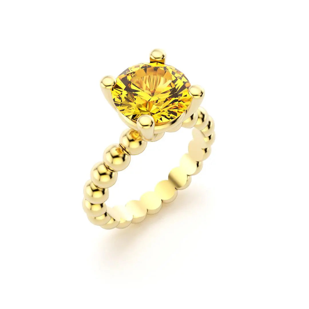 Bague indiscrète pour femme en or jaune et citrine