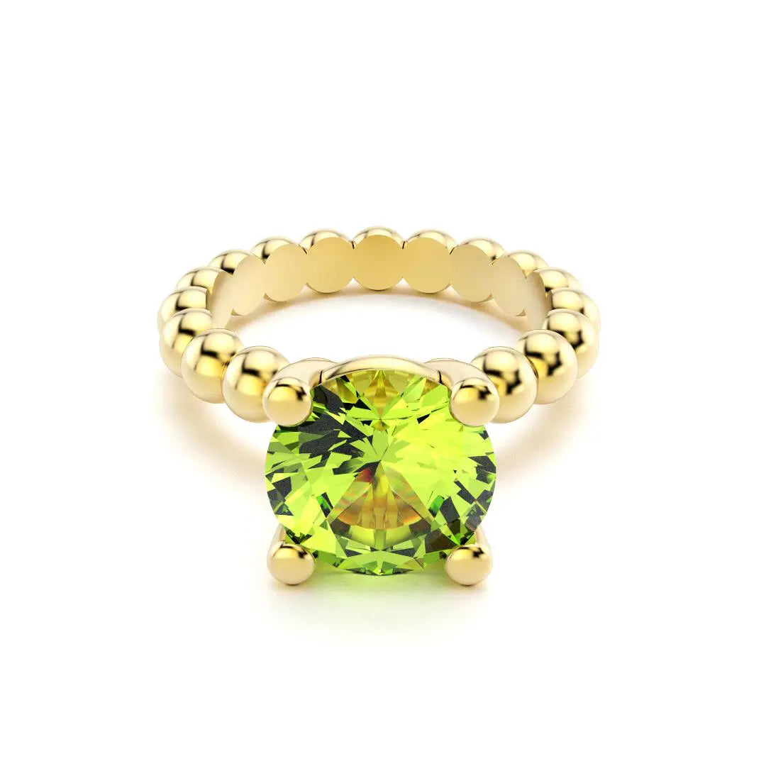 Bague indiscrète pour femme en or jaune et péridot
