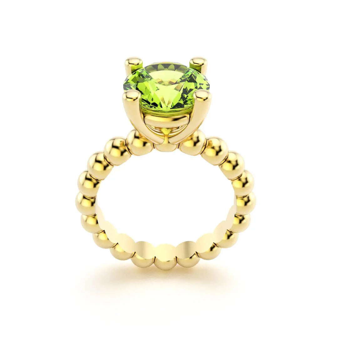 Bague indiscrète pour femme en or jaune et péridot