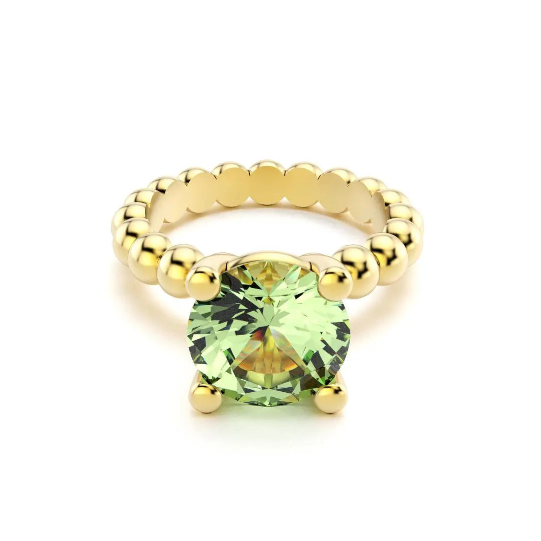 Bague indiscrète pour femme en or jaune et prasiolite
