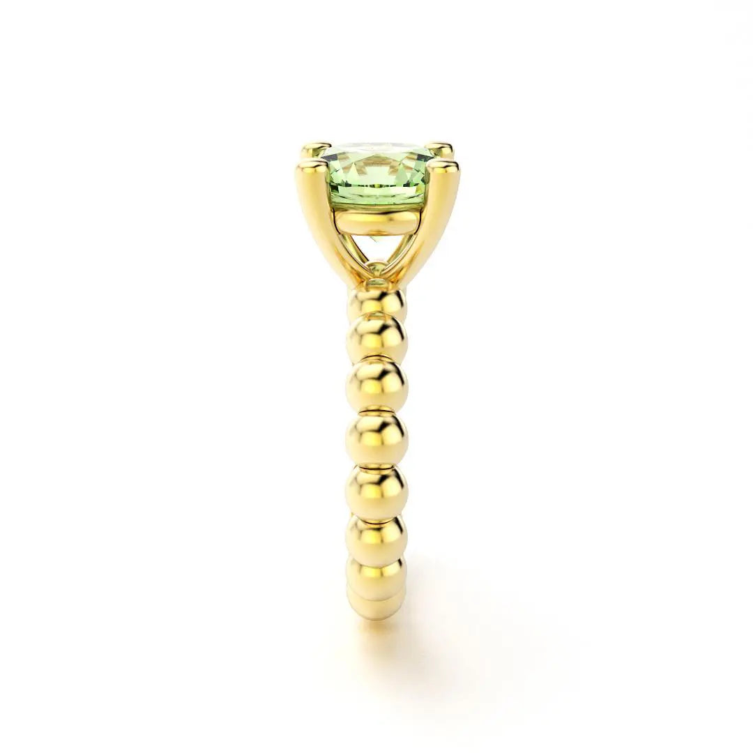 Bague indiscrète pour femme en or jaune et prasiolite