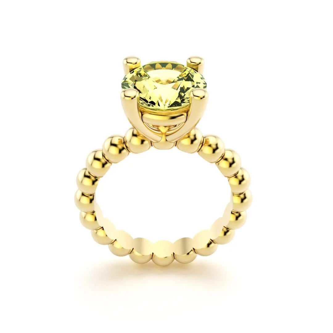Bague indiscrète pour femme en or jaune et quartz lemon