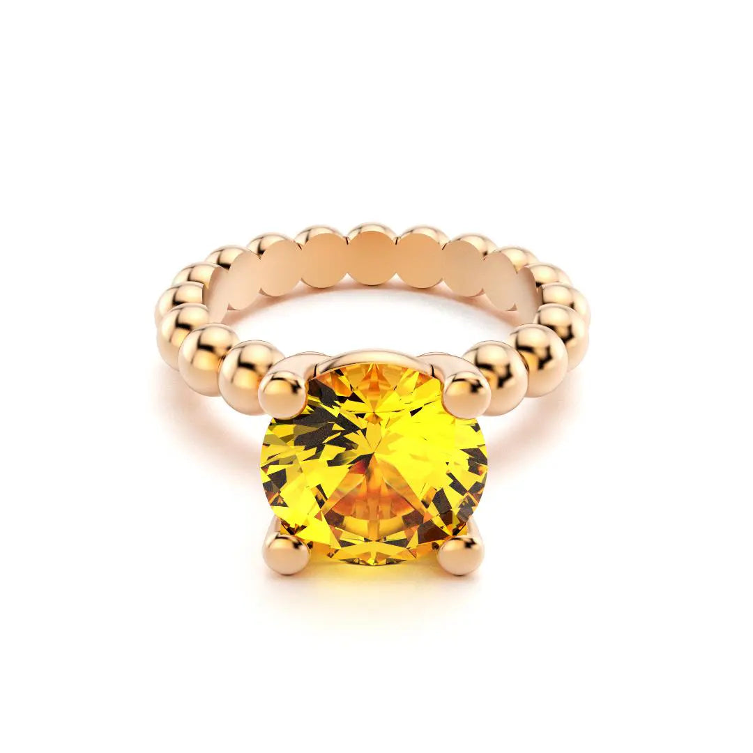 Bague indiscrète pour femme en or rose et citrine
