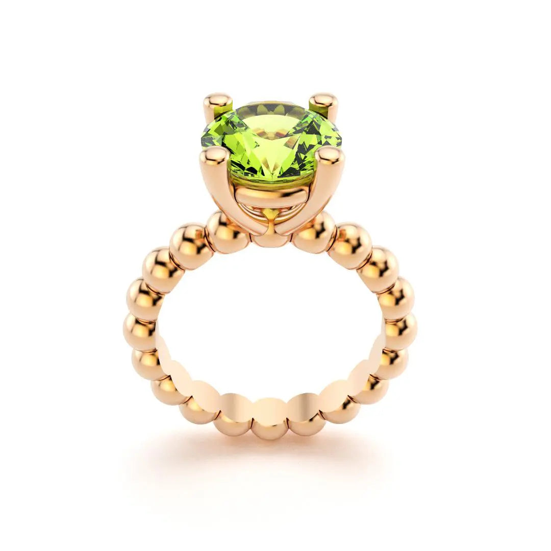 Bague indiscrète pour femme en or rose et péridot
