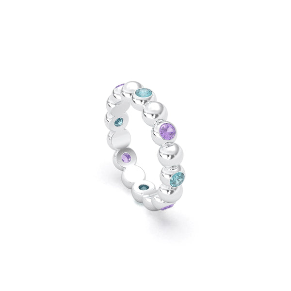 Bague Neva Argent semi-pavé et duo de pierres fines - L'Éclat du Renouveau, autre vue