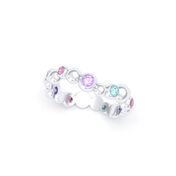 Bague Volga – Argent 950 & Cascade de Pierres Fines Améthystes - Topazes - Rhodolites