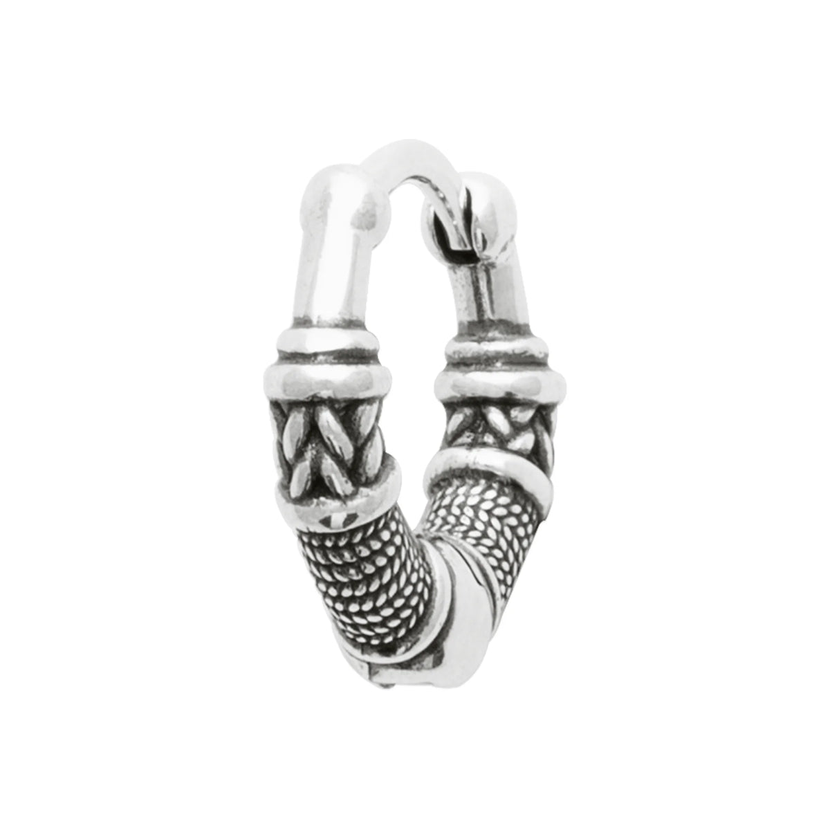 Boucle d’oreille créole ethnique tressée en argent 925 homme