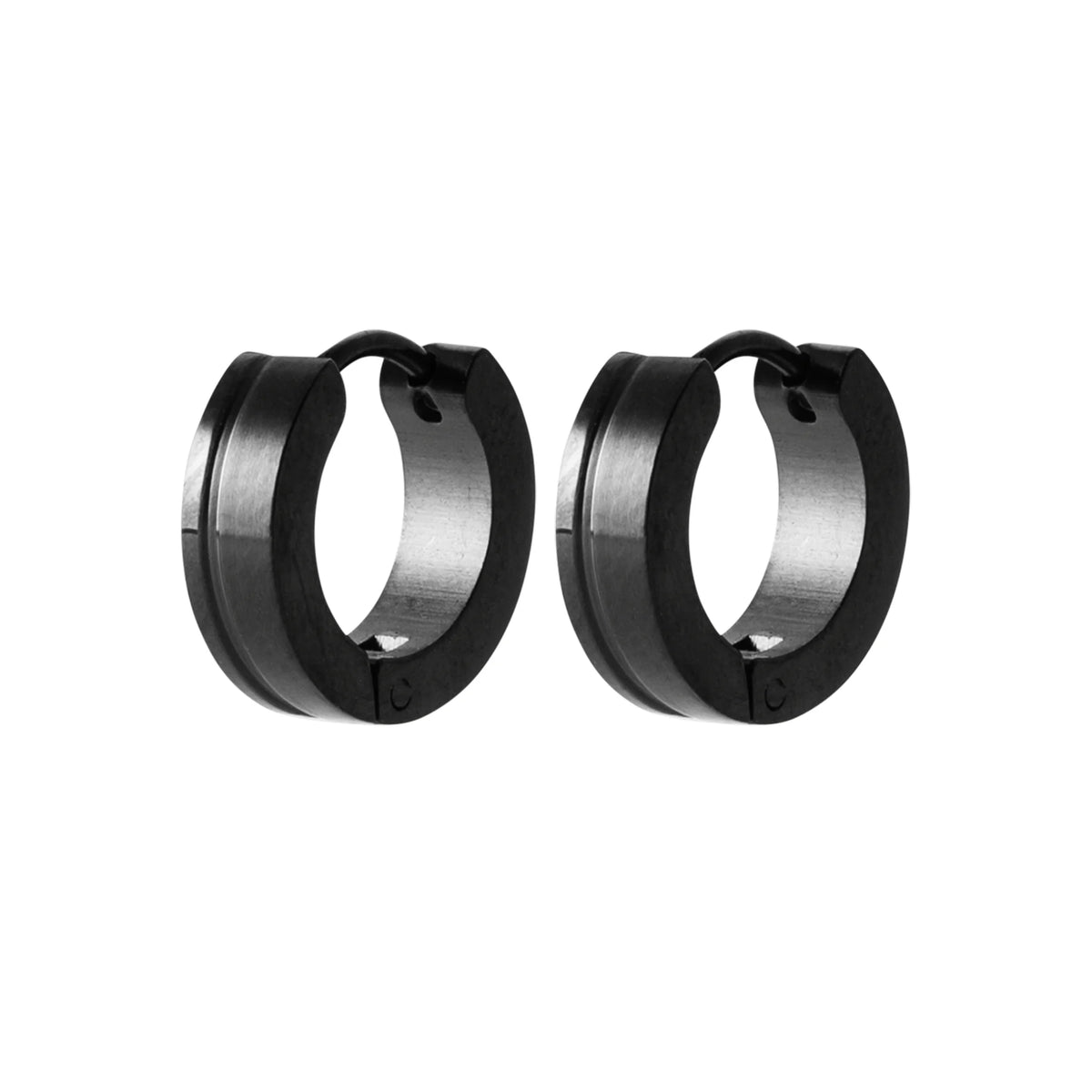 Boucles d’oreilles créoles larges en acier PVD noir homme