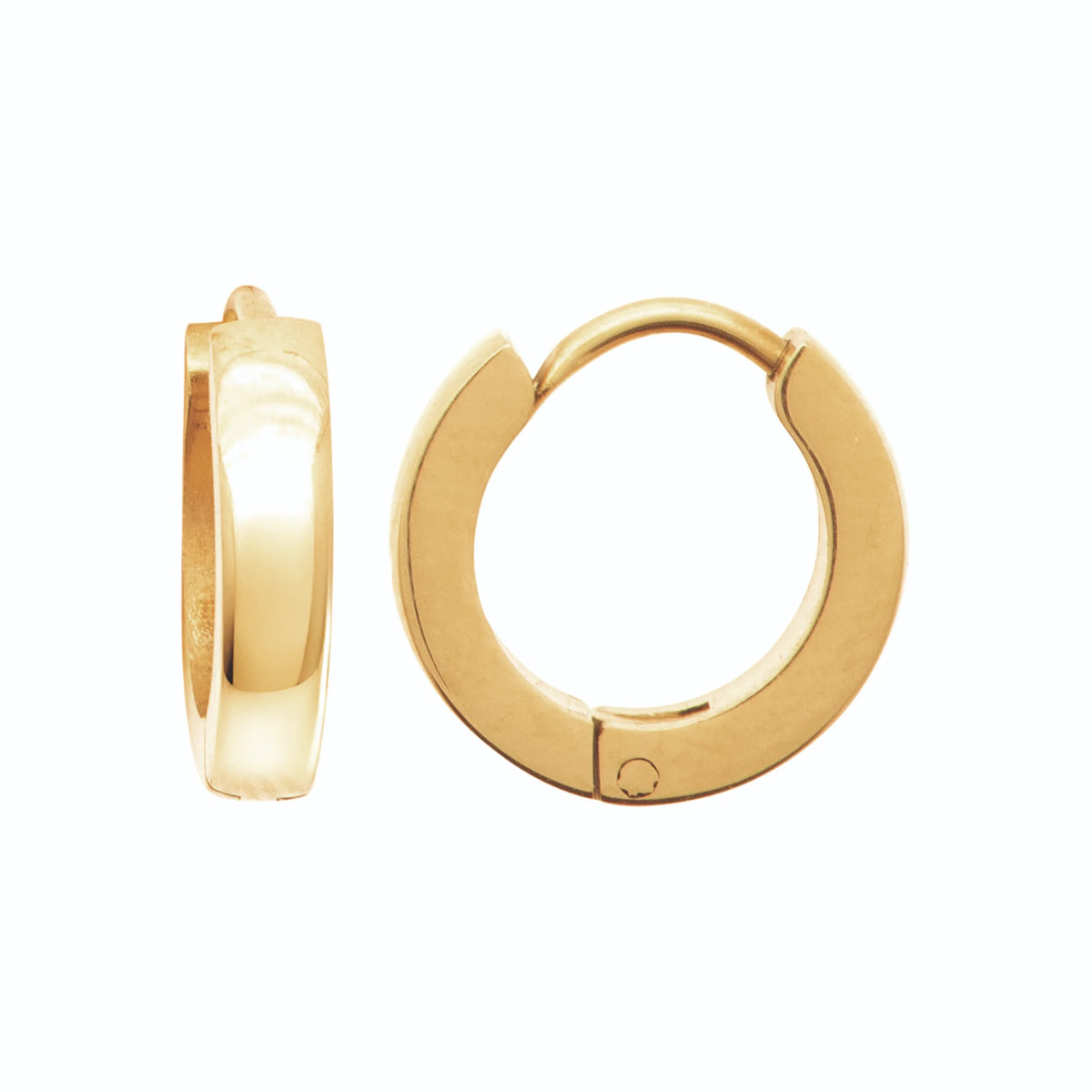Boucles d’oreilles créoles lisses en acier PVD doré homme