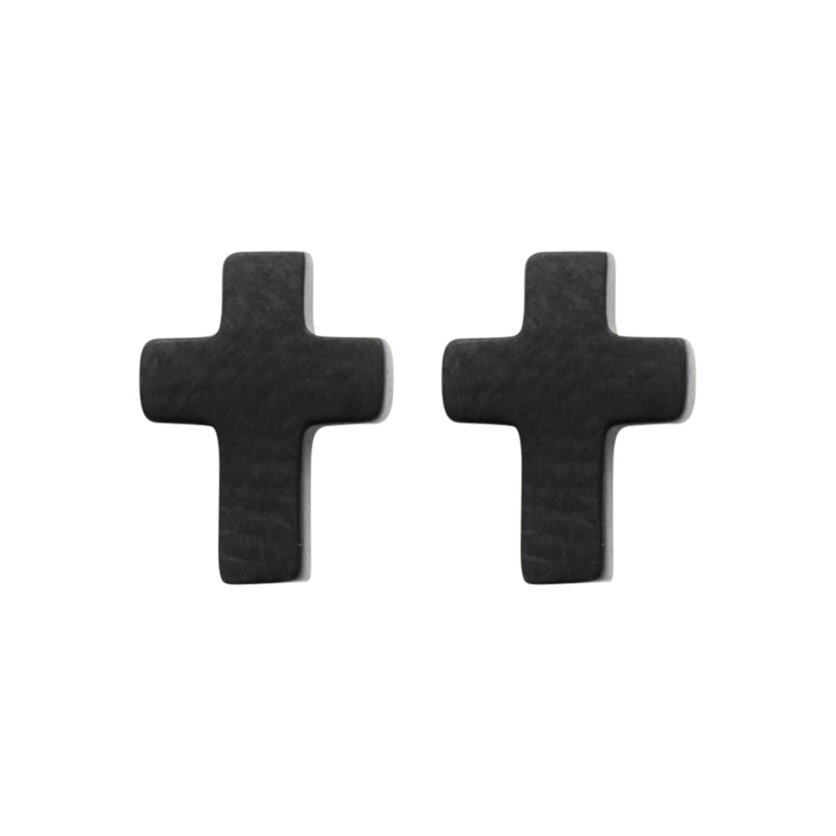 Boucles d’oreilles puces croix en acier PVD noir homme