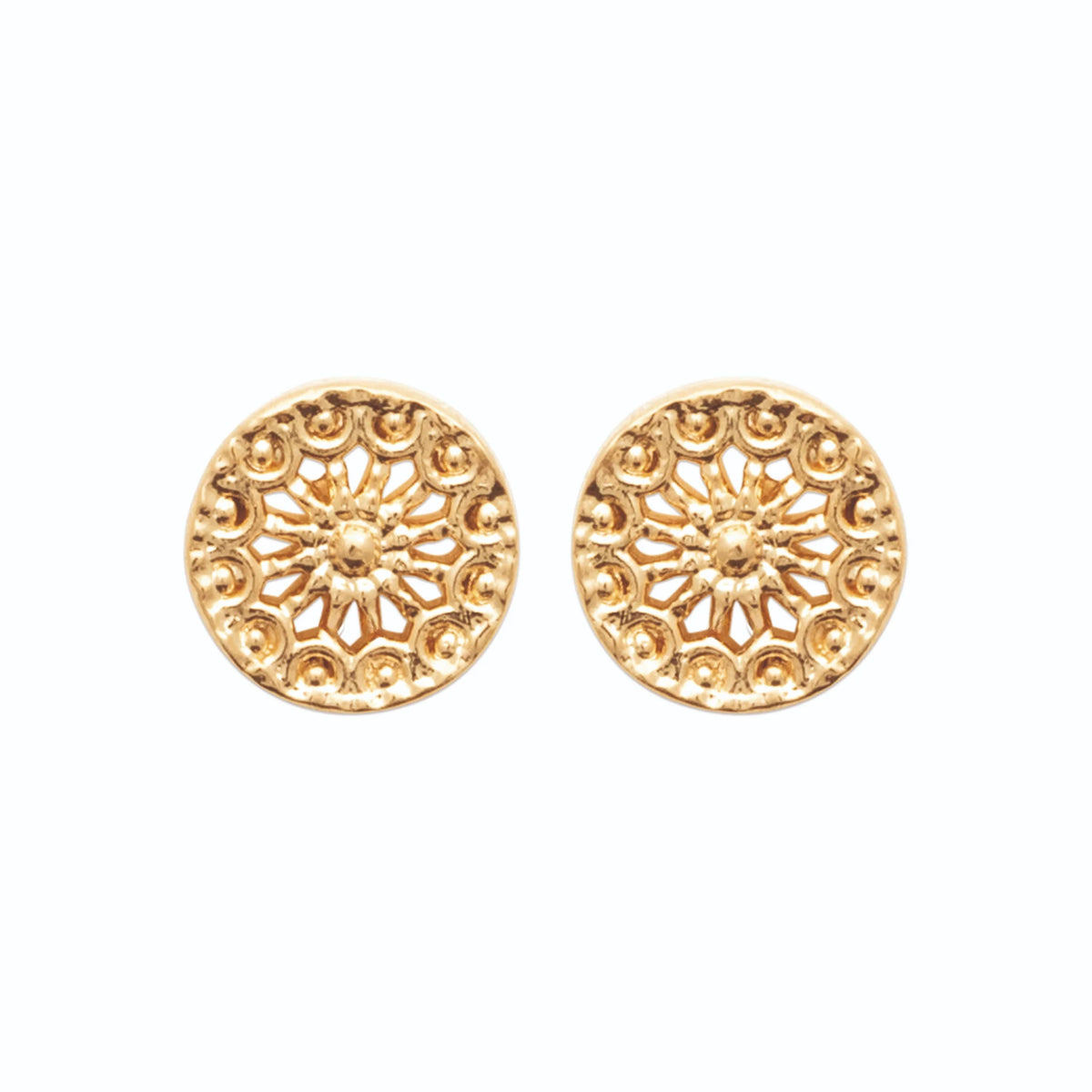 Boucles d’oreilles puces rosace ajourée en plaqué or
