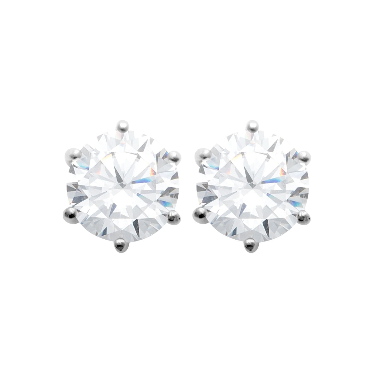 Boucles d’oreilles puces solitaire zircon en argent rhodié : taille de pierre Grande