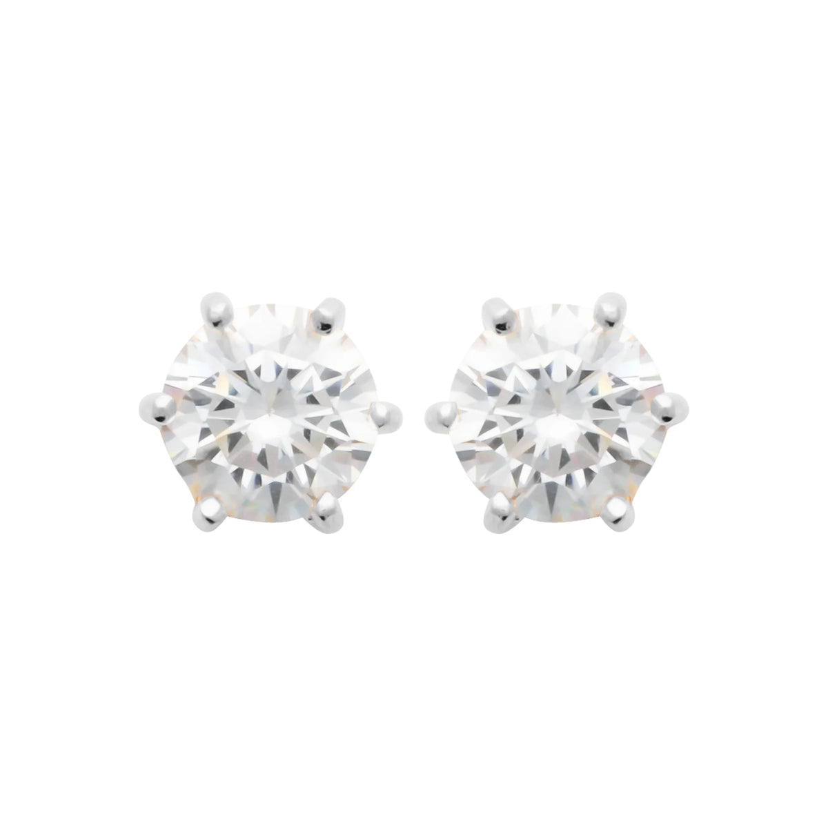 Boucles d’oreilles puces solitaire zircon en argent rhodié : taille de pierre Petite