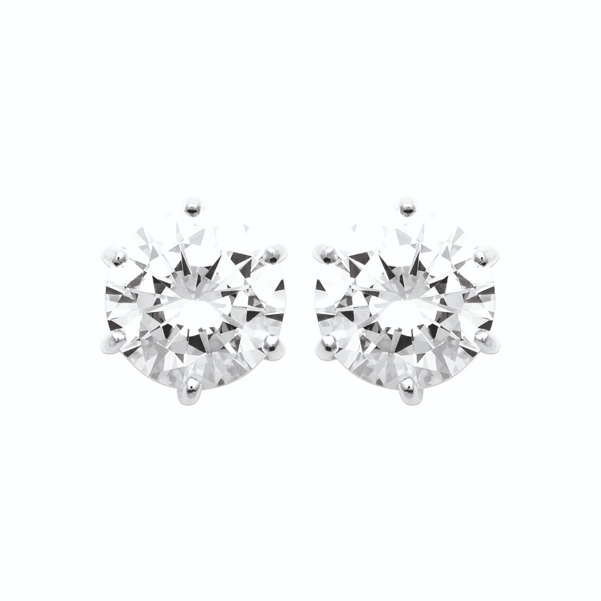 Boucles d’oreilles puces solitaire zircon en argent rhodié