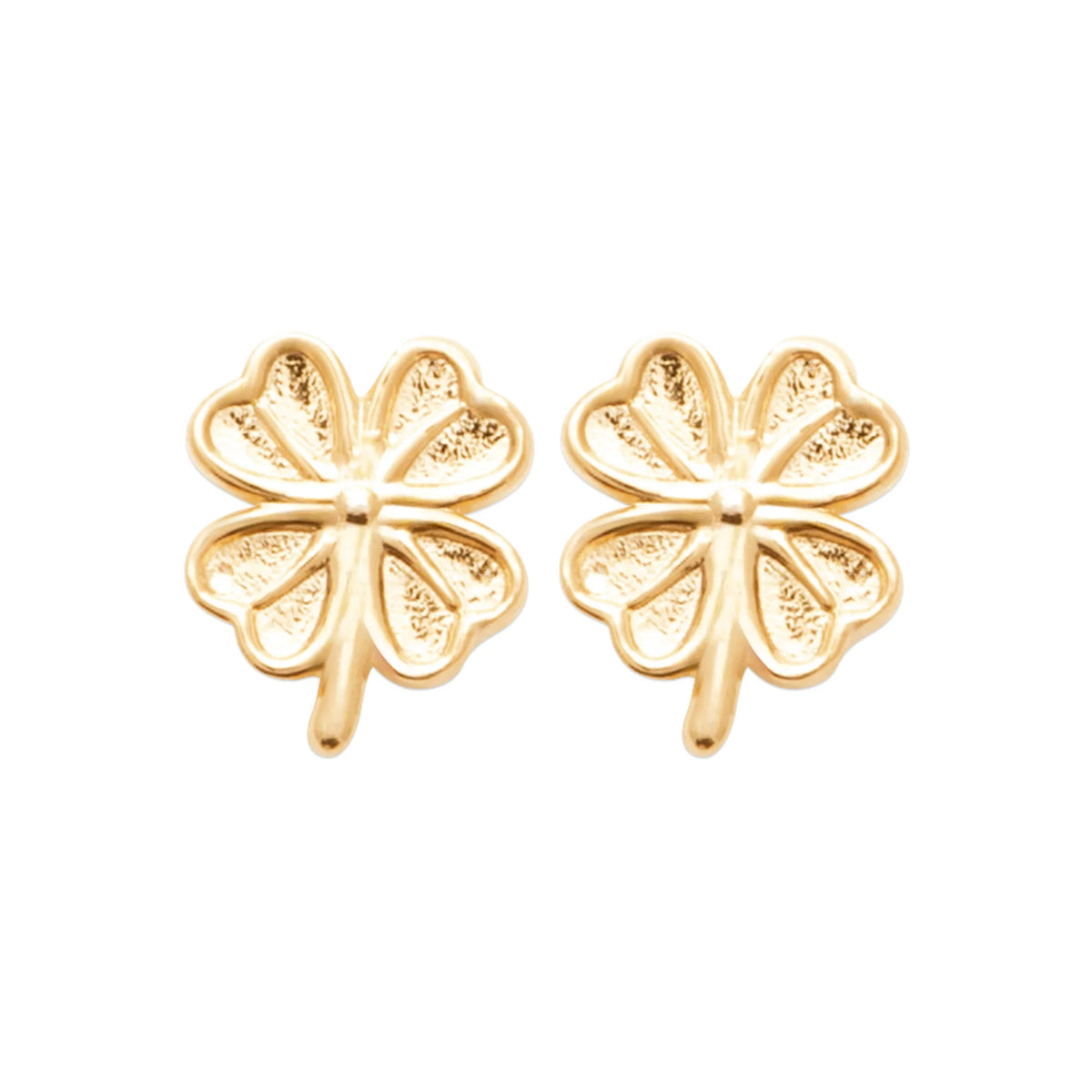 Boucles d’oreilles puces trèfle à quatre feuilles en plaqué or