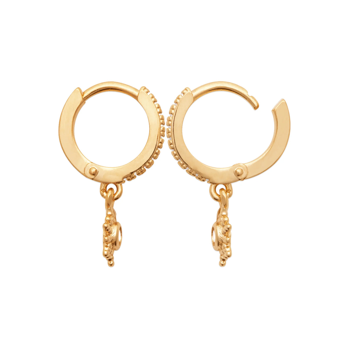 Boucles d’oreilles créoles pavées pendeloque soleil zircon en plaqué or
