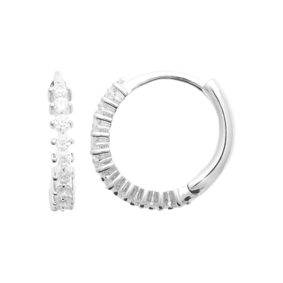 Boucles d’oreilles créoles rayonnantes de zircons en argent 925