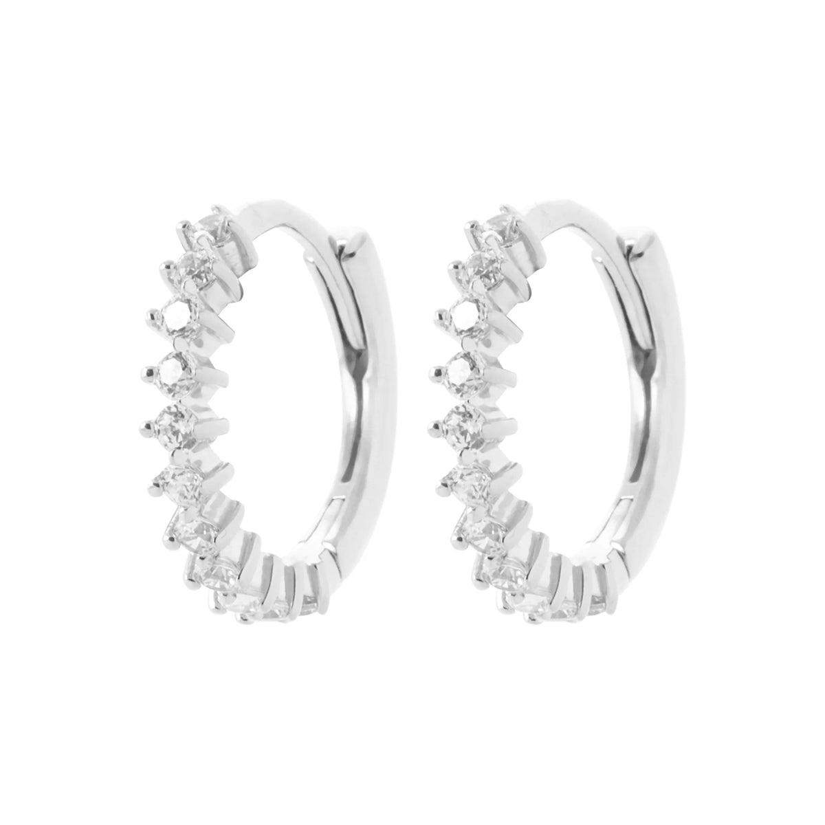 Boucles d’oreilles créoles rayonnantes de zircons en argent 925