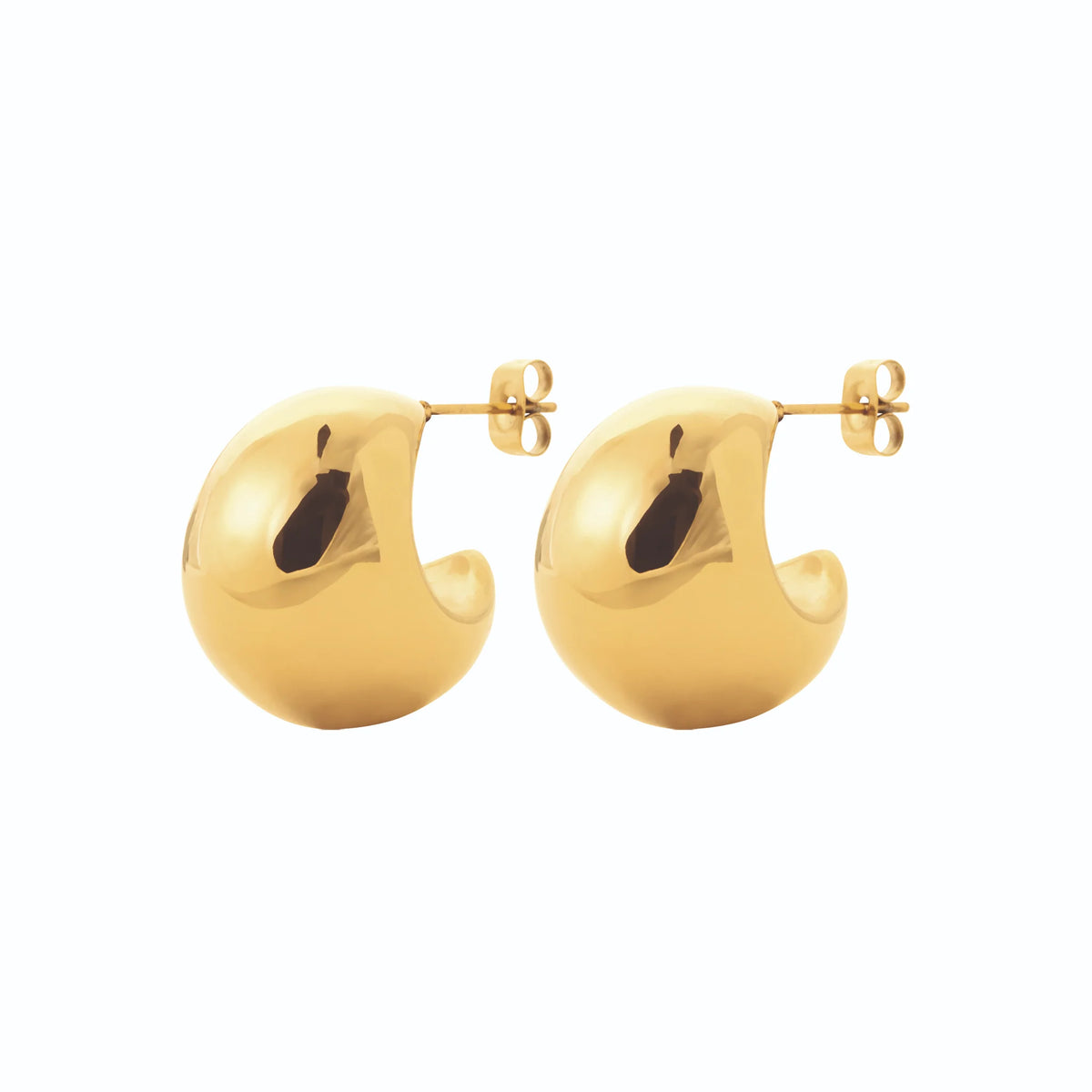 Boucles d’oreilles demi-créoles bulle en acier PVD doré