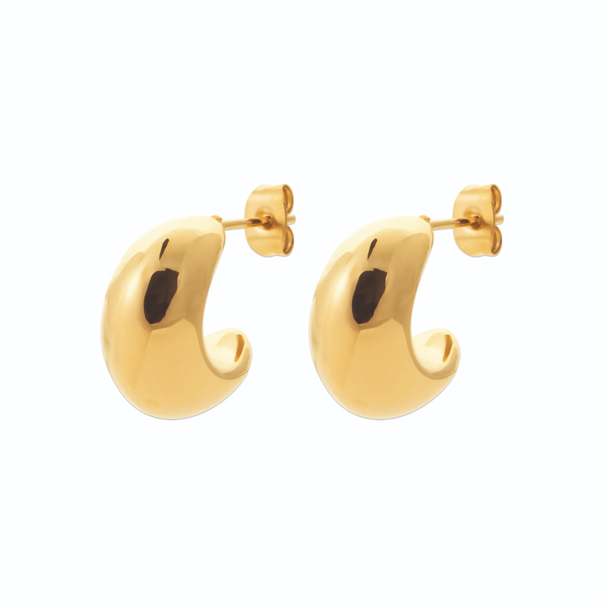 Boucles d’oreilles demi-créoles croissant en acier PVD doré