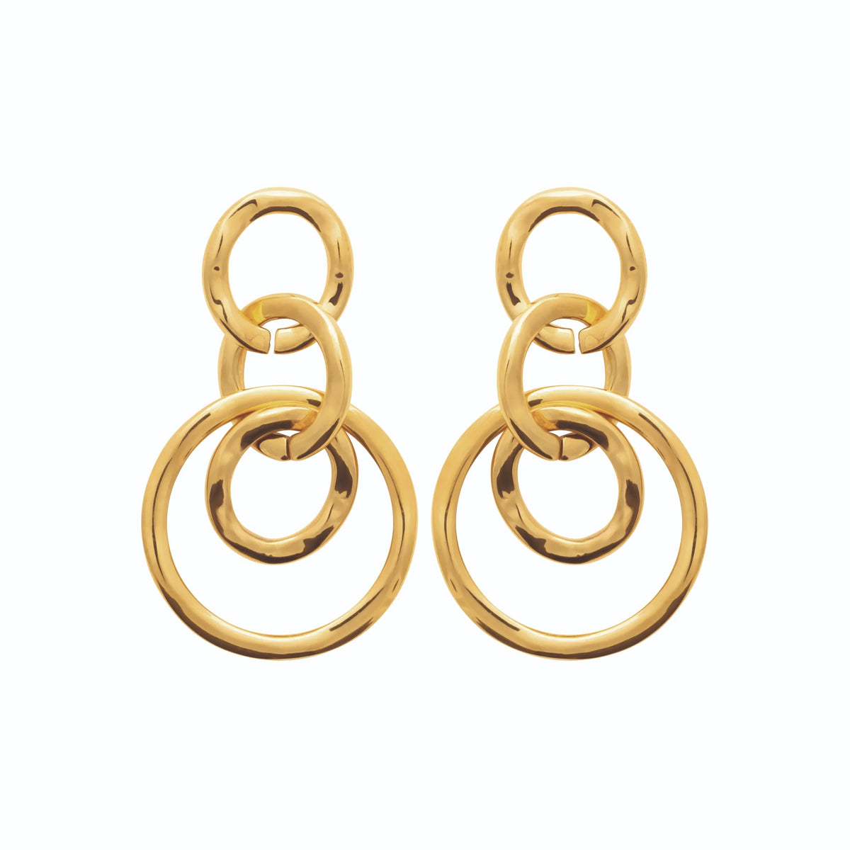 Boucles d’oreilles pendantes anneaux entrelacés en acier PVD doré