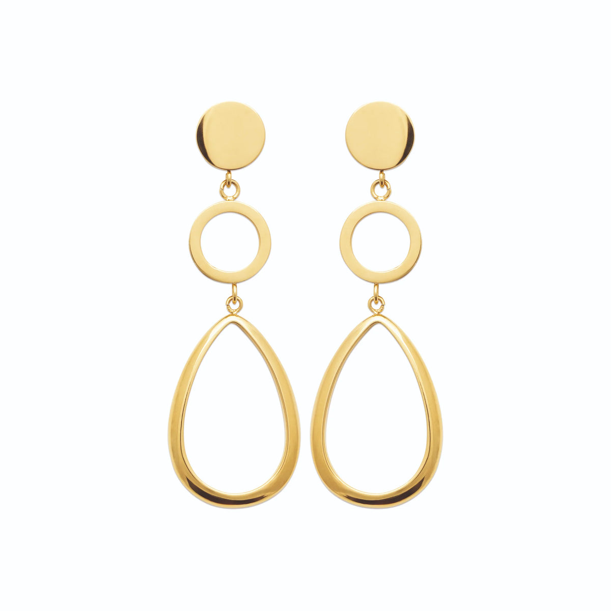 Boucles d’oreilles pendantes géométriques en acier PVD doré