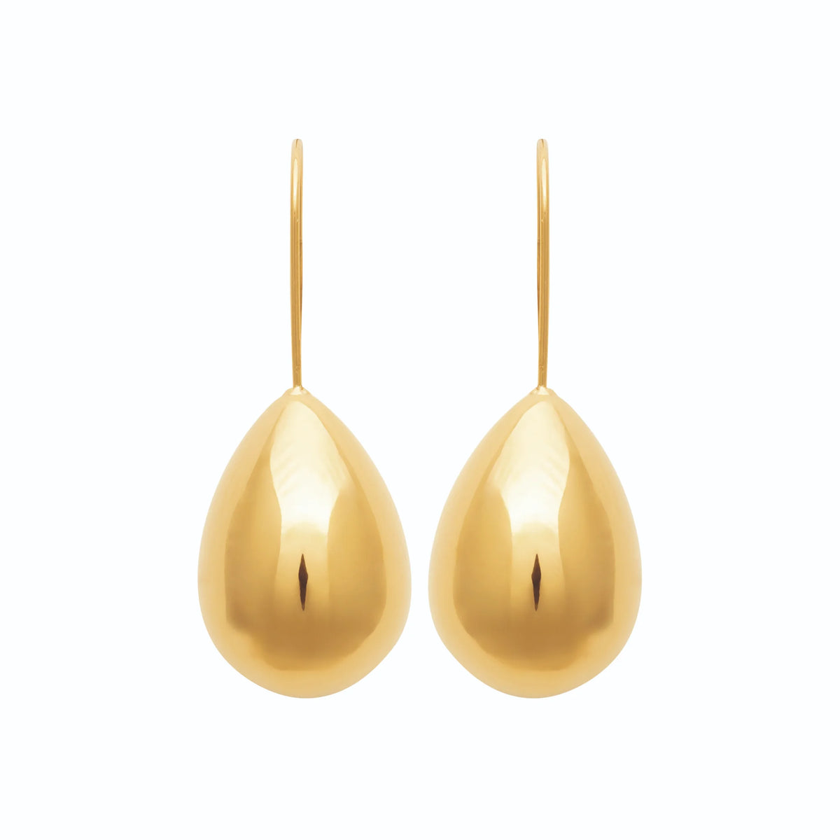 Boucles d’oreilles pendantes poire bombée en acier PVD doré