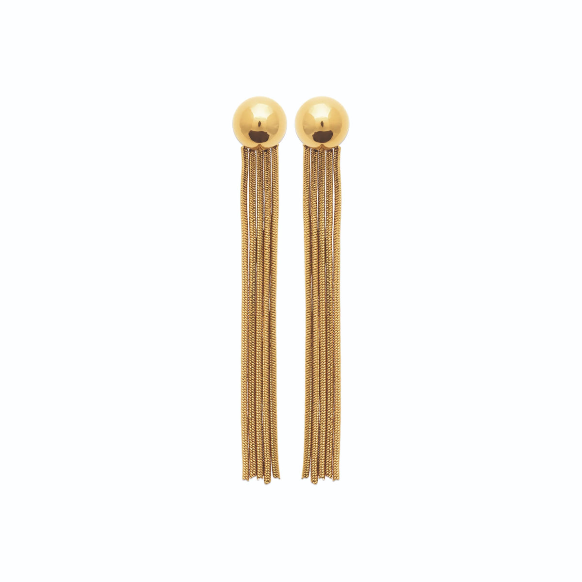Boucles d’oreilles pendantes pompon de chaînes en acier PVD doré