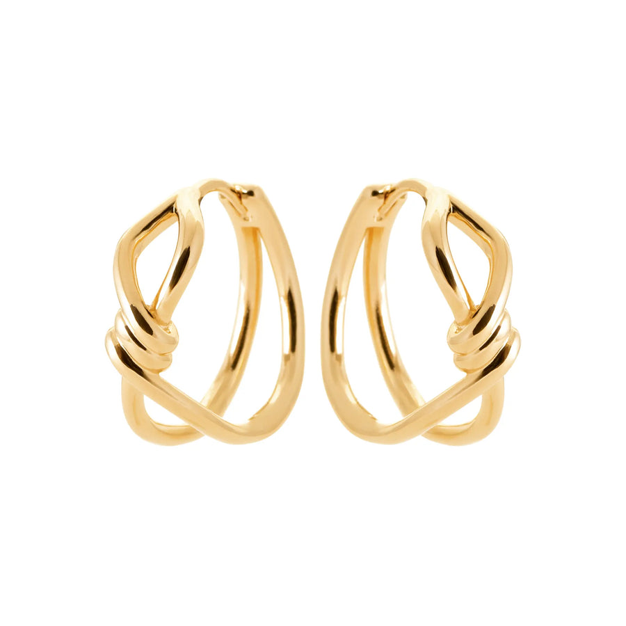 Boucles d’Oreilles Créoles Entrelacées – Plaqué Or 18 Carats, vue de face