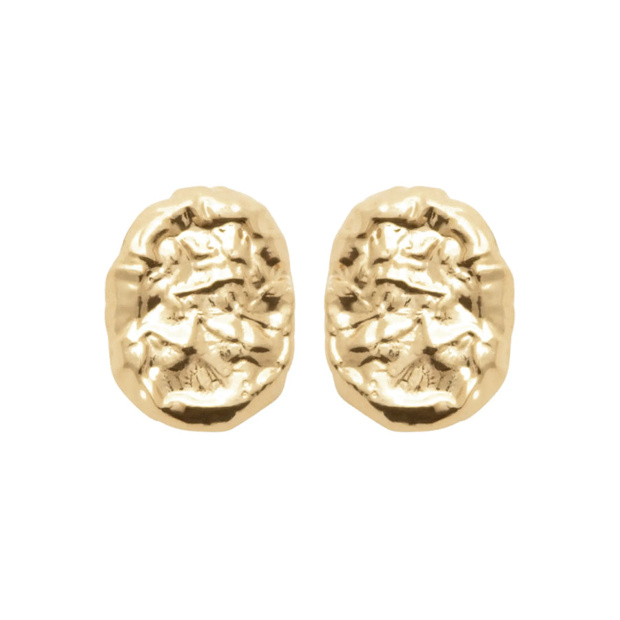 Boucles d’Oreilles Puce Martelée – Plaqué Or 18 Carats, vue de face
