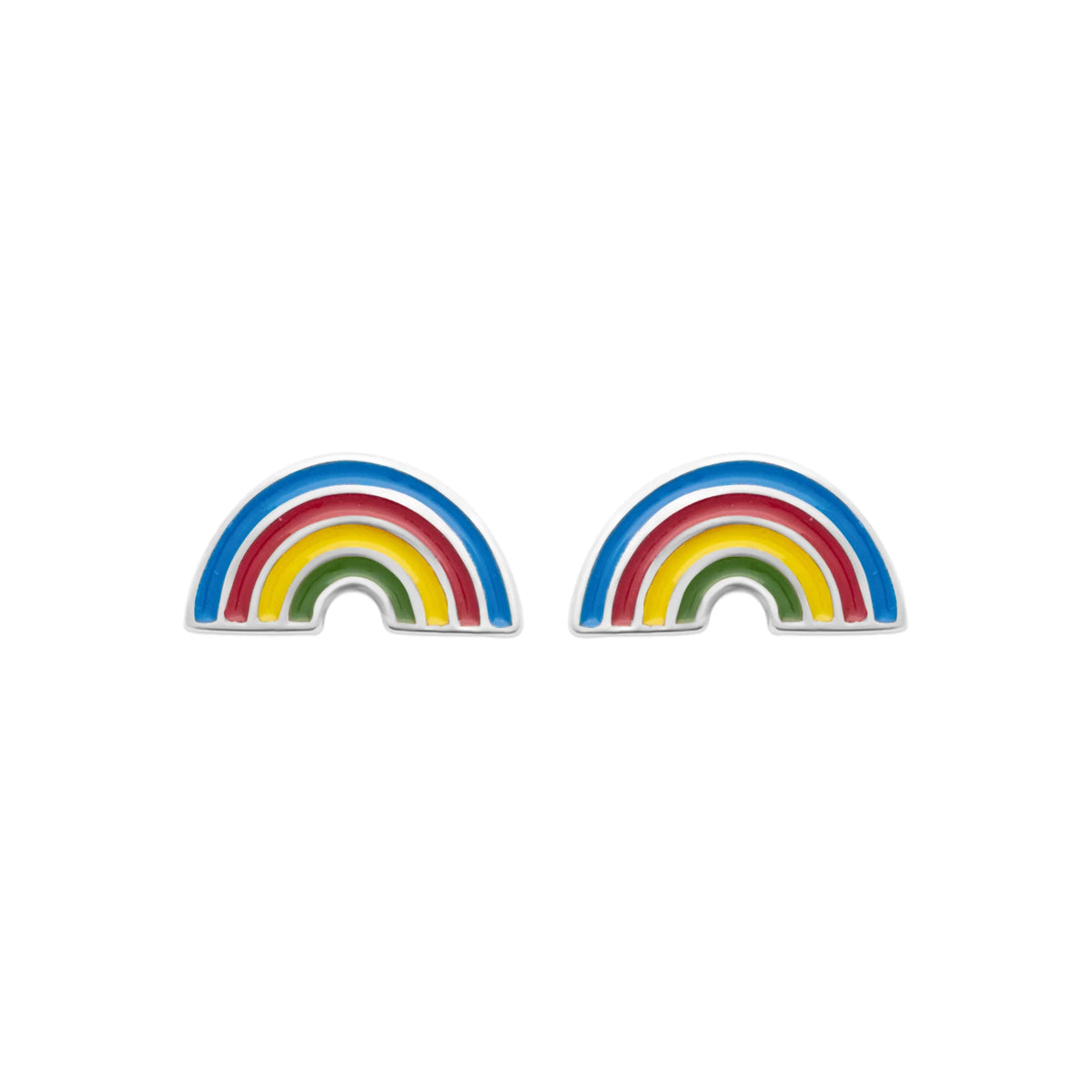 Boucles d’oreilles puces arc-en-ciel enfant en argent 925 rhodié