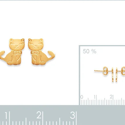 Boucles d’oreilles puces chat assis enfant en plaqué or