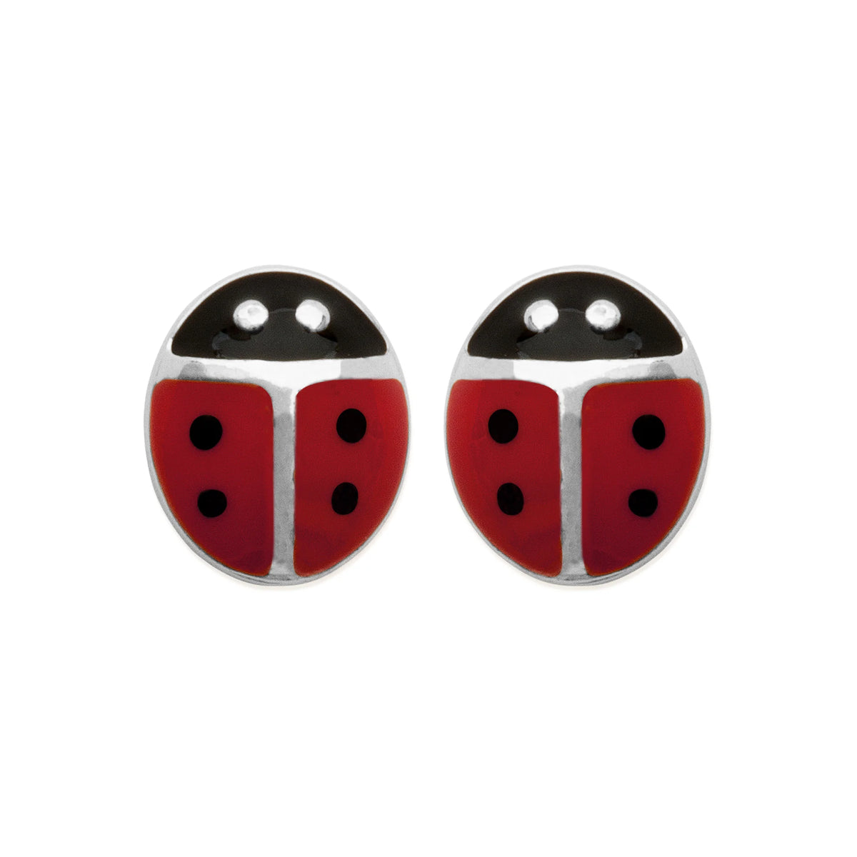 Boucles d’oreilles puces coccinelle enfant en argent 925 rhodié