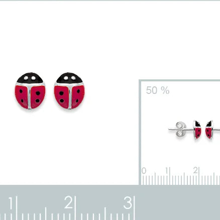 Boucles d’oreilles puces coccinelle enfant en argent 925