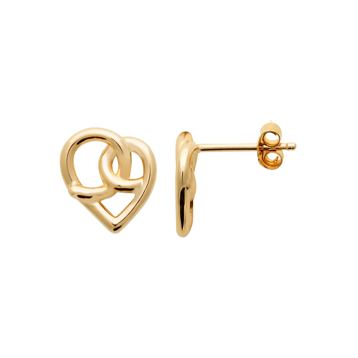 Boucles d’oreilles puces cœur entrelacé enfant en plaqué or