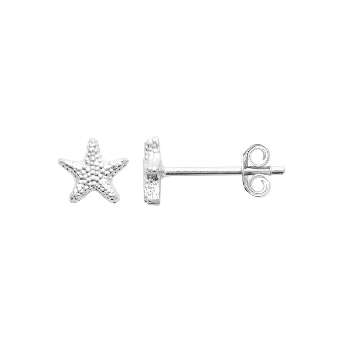 Boucles d’oreilles puces étoile de mer enfant en argent 925 rhodié