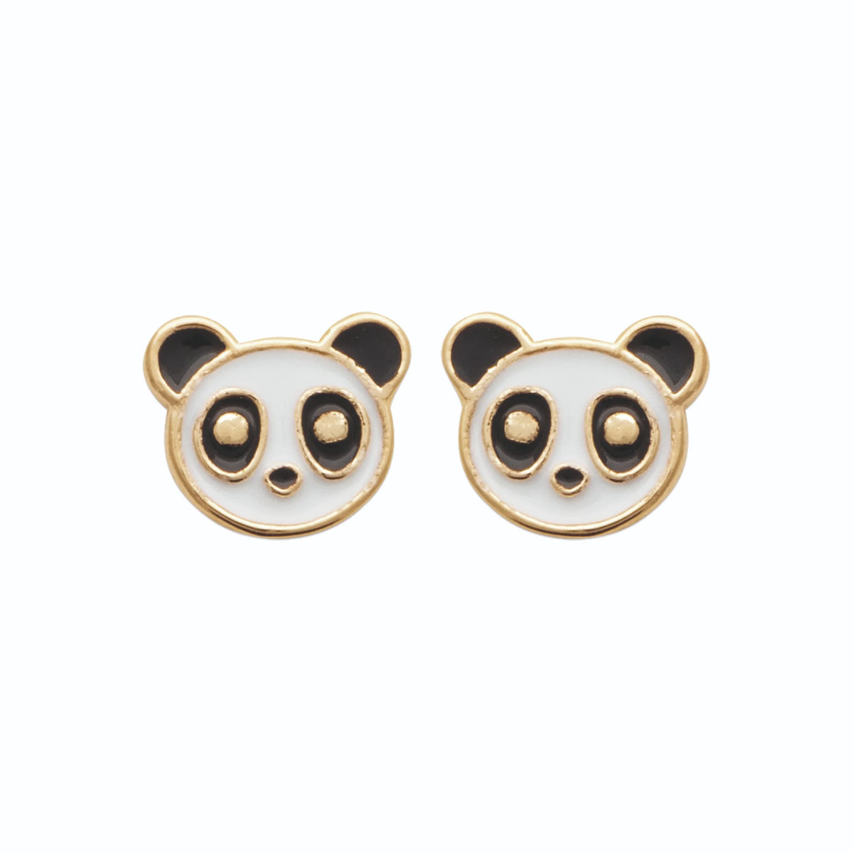 Boucles d’oreilles puces panda enfant en plaqué or