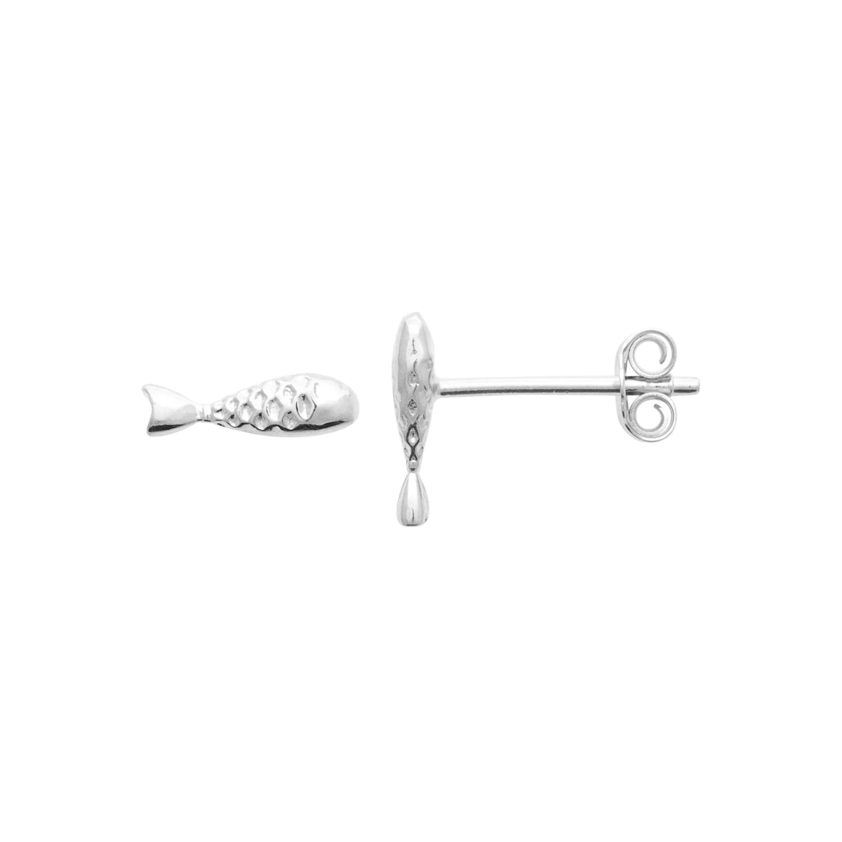 Boucles d’oreilles puces poisson enfant en argent 925 rhodié