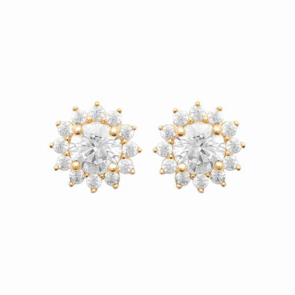Boucles d’oreilles puces soleil de zircons en plaqué or