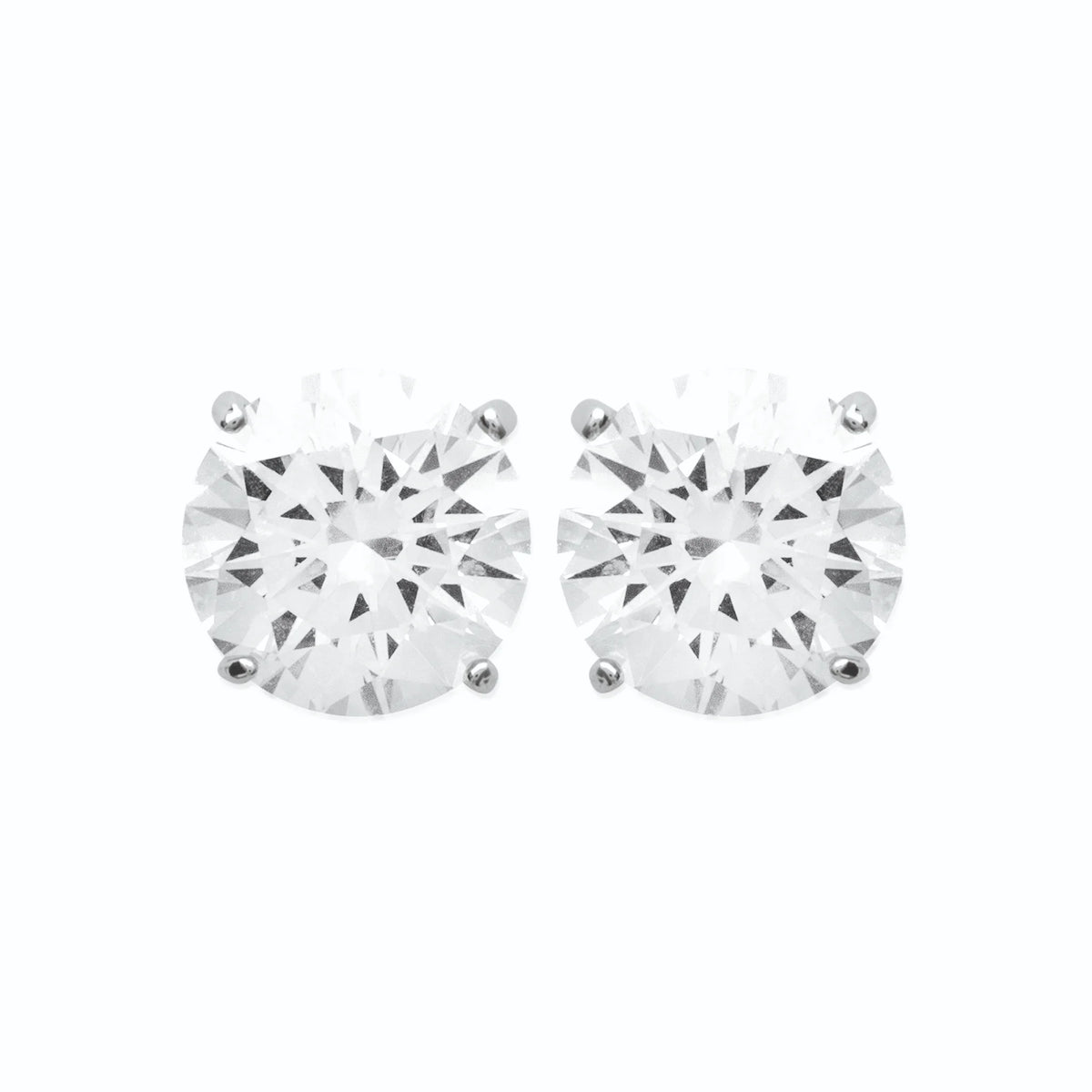 Boucles d’oreilles puces solitaire zircon quatre griffes en argent 925, très grande taille de pierre