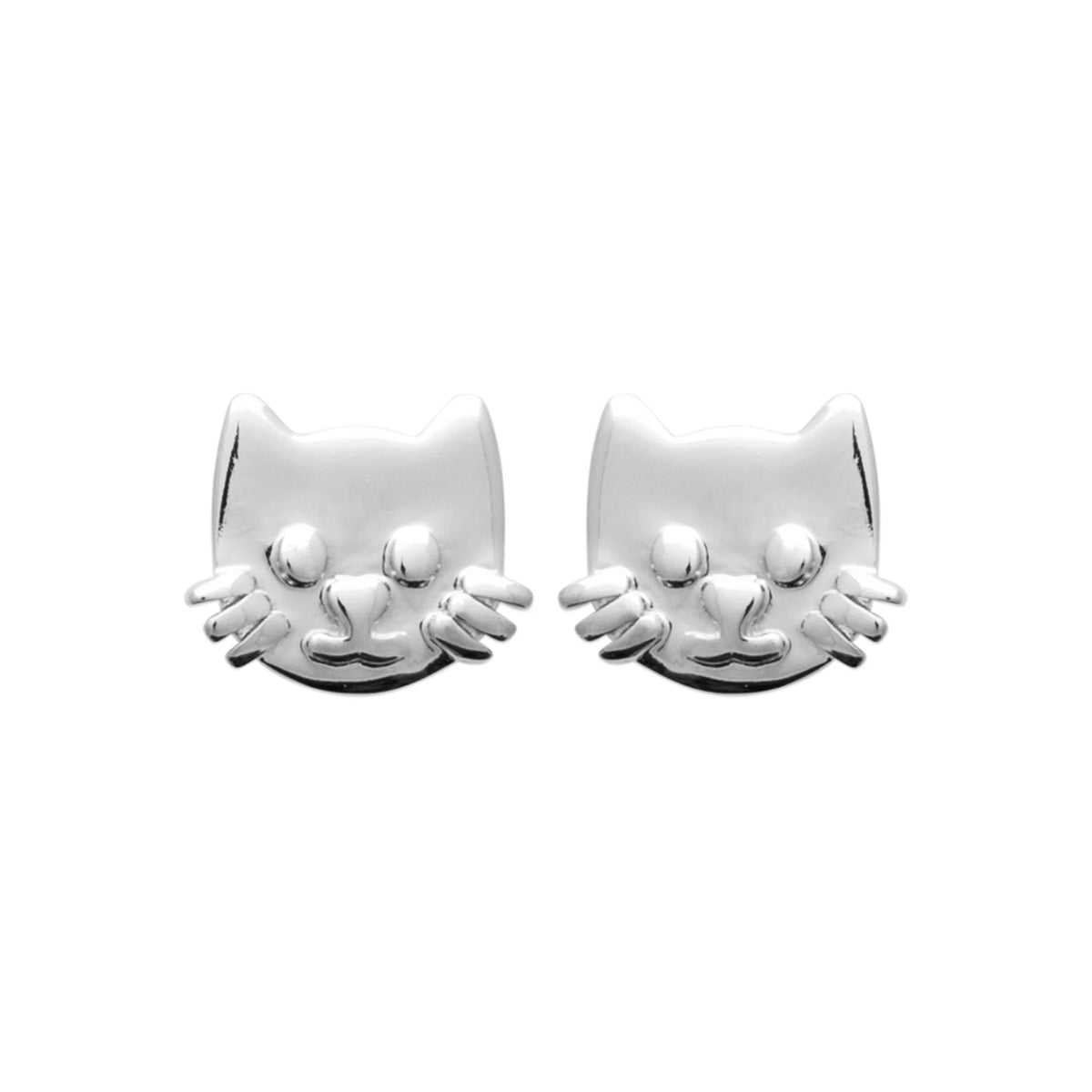 Boucles d’oreilles puces tête de chat enfant en argent 925 rhodié