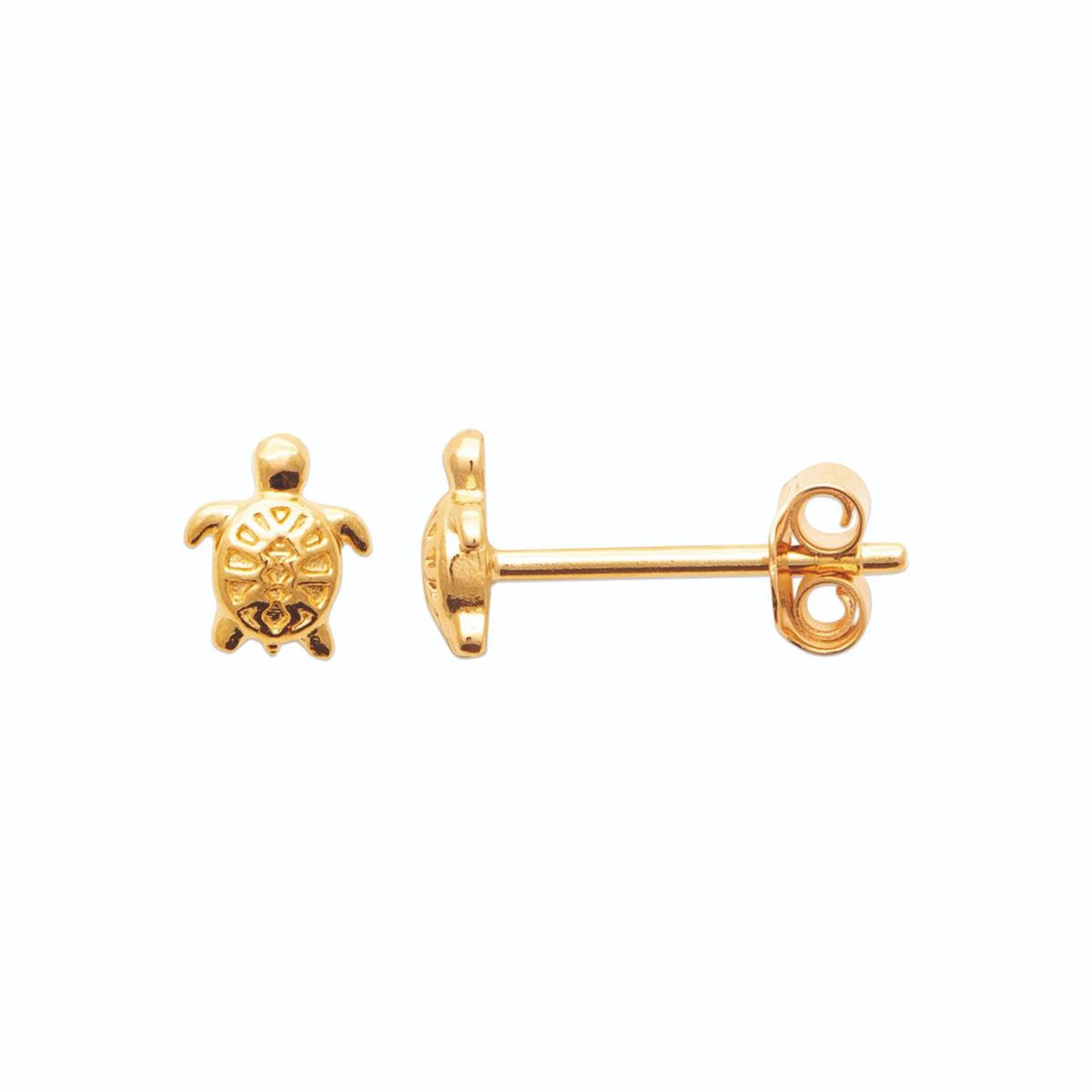 Boucles d’oreilles puces tortue ciselée enfant en plaqué or