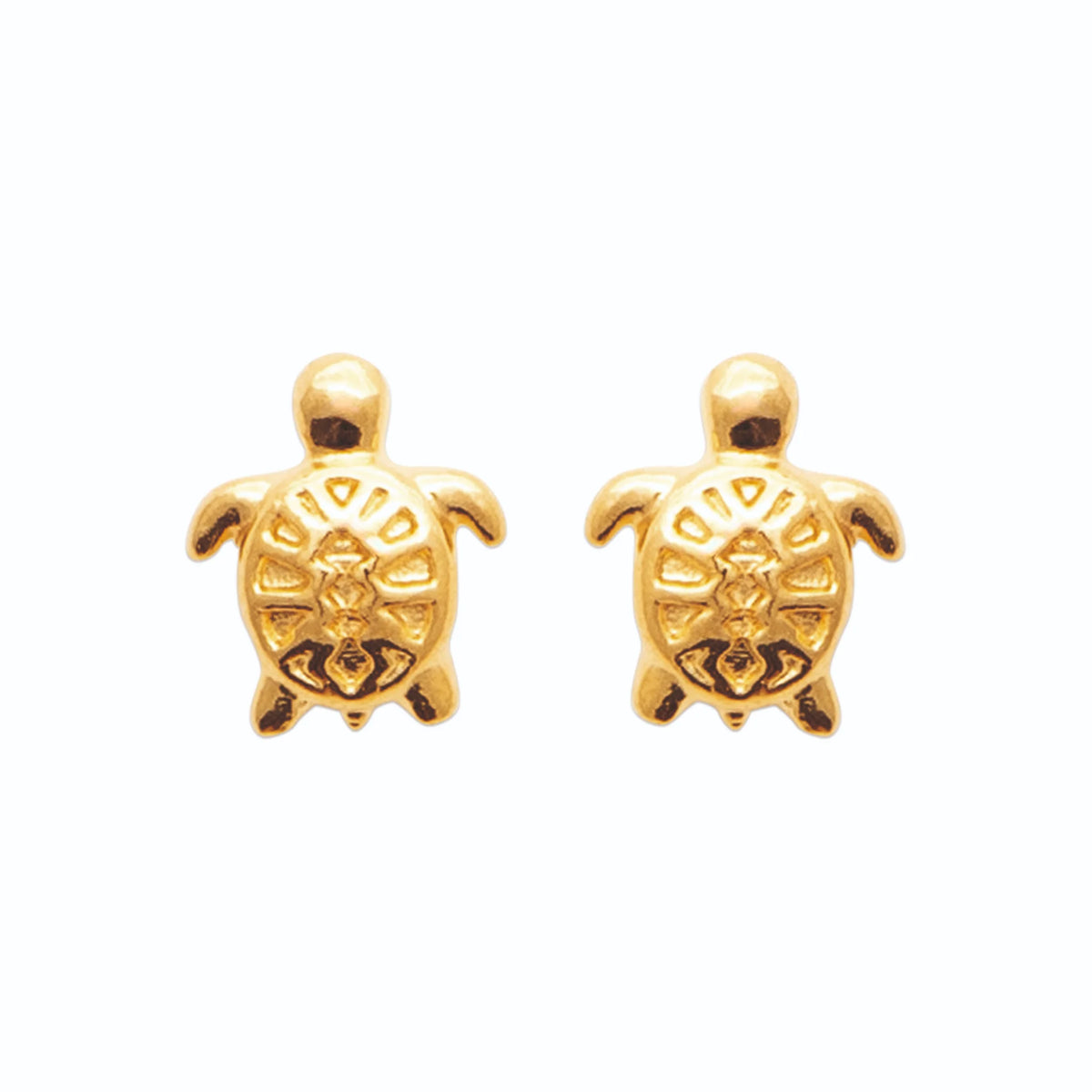 Boucles d’oreilles puces tortue ciselée enfant en plaqué or