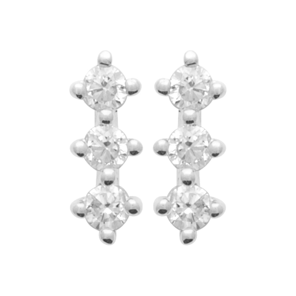 Boucles d’oreilles puces trois zircons en argent 925